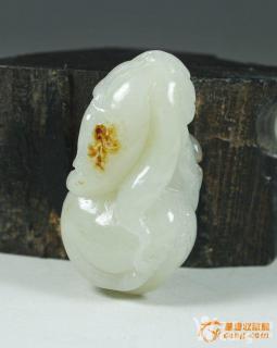 超油润和田玉 金皮籽玉精雕 美女挂件